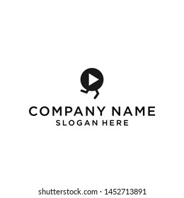 video play running logo design vector illustration template