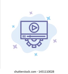 Video, Play, Setting, Design Blue Icon on Abstract Cloud Background
