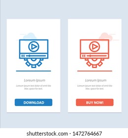 Video, Play, Setting, Design  Blue and Red Download and Buy Now web Widget Card Template