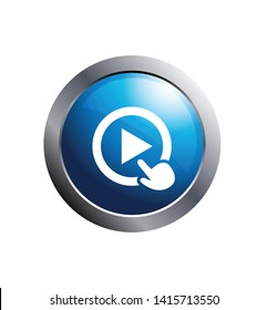 Video play sign. Circular interface web button.