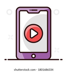 Signo de reproducción de video dentro del teléfono móvil, concepto de icono de video para smartphone