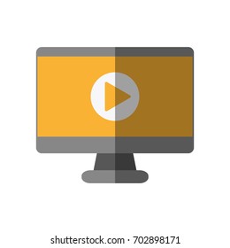 video play symbol on computer screen icon image