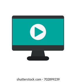 video play symbol on computer screen icon image