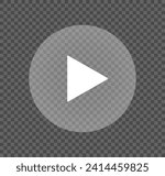 Video play transparent button icon. Video play round button