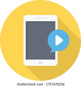 video play vector flat color icon 