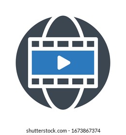 video play vector glyph color icon 