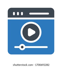 video play vector glyph color icon 