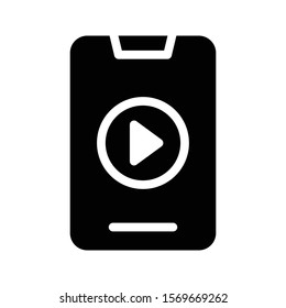 video play vector glyph flat icon 