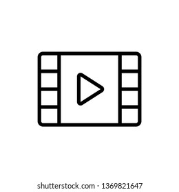 Video Play vector Thin Icon. Linear UI style. Icon or Web design and Mobile App. One icon from the outline set in Pixel Perfect style. Editable vector stroke. 64x64 Pixel Perfect, 2 px outline