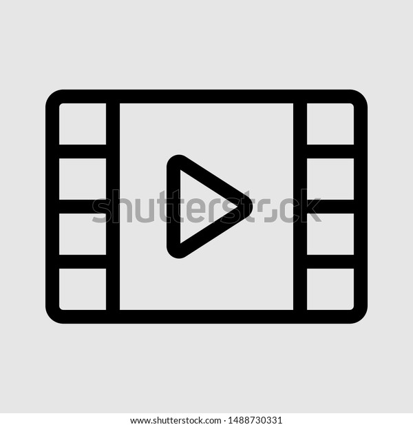 Video Play Vector Thin Icon Linear Stock Vector Royalty Free