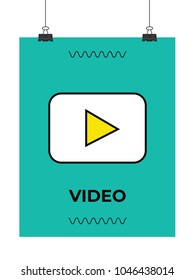 video play vector thin line icon