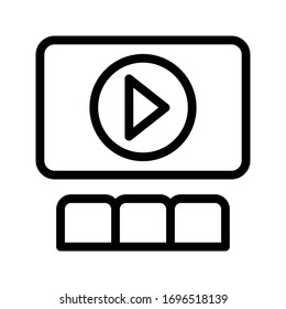 icono de la línea delgada del vector de reproducción de vídeo 