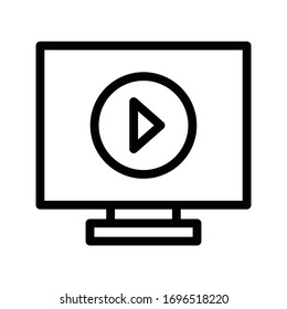 video play vector thin line icon 