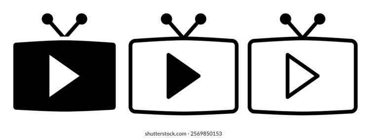 video playback icon, live broadcast, simple flat style, symbol vector illustration sign logo template pictogram, for ui or ux isolated on white for mobile app, editable	