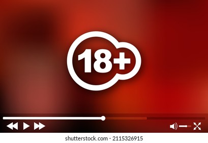 Video Player 18 Plus Template. Mockup Frame Design. Desktop Monitor Computer. Screen Device Mockup.