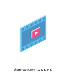 Video player 3D Vector Isometric icon