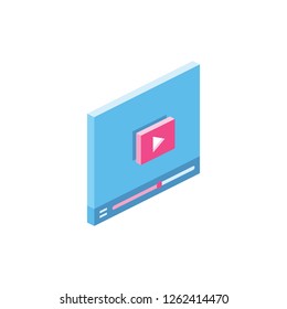 Video player 3D Vector Isometric icon