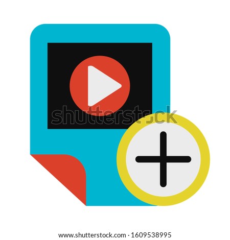 Video player, app checking glyph vector icon. Adding multimedia file to playlist isolated pictogram