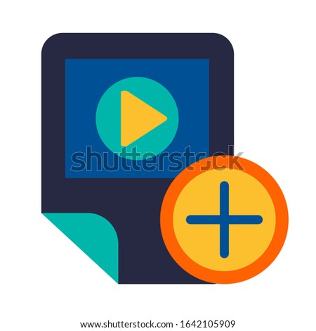 Video player, app checking glyph vector icon. Adding multimedia file to playlist isolated pictogram