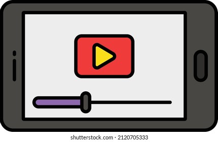 Video Player App Concept, Cellphone screen recording Vector Color Icon Design, Video blogger Symbol, photographer or videography equipment Sign, Filmography and Cinematography Stock