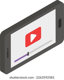 Video Player App isometric Concept, Cellphone screen recording Vector Color Icon Design, Video blogger Symbol, photographer or videography equipment Sign, Filmography and Cinematography Stock