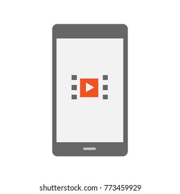 Video player application on mobile phone screen.
