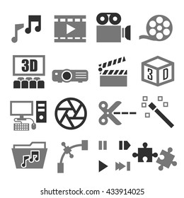 video player, audio, media icon set