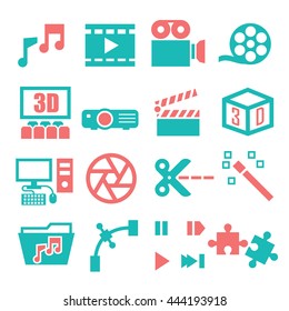 video player, audio, media icon set