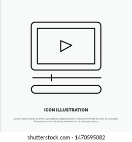 Video, Player, Audio, Mp3, Mp4 Line Icon Vector. Vector Icon Template background