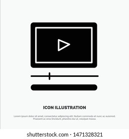 Video, Player, Audio, Mp3, Mp4 solid Glyph Icon vector. Vector Icon Template background