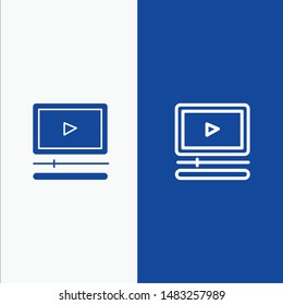 Video, Player, Audio, Mp3, Mp4 Line and Glyph Solid icon Blue banner Line and Glyph Solid icon Blue banner