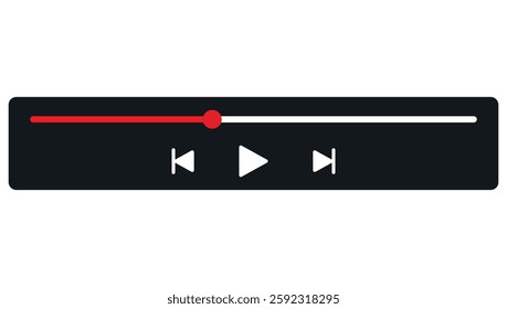 Video player bar icon isolated on white background.