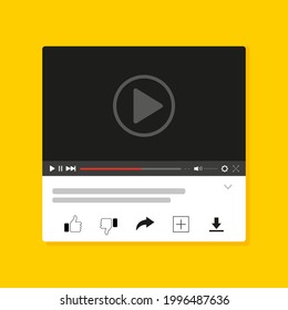 Plantilla de barra de reproductor de vídeo para diseño de sitio web y aplicación. Gráficos vectoriales