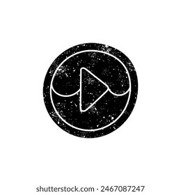 Video player black hand drawn icon in grunge look