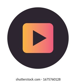 Video player button block style icon vector illustration graphic design