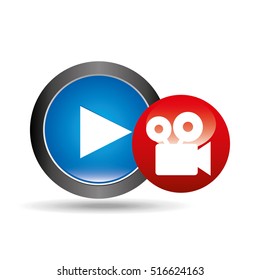 video player button film camera icon graphic vector illustration eps 10