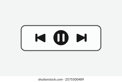 
Video player button icons featuring pause, stop, reverse, and forward symbols. Modern, minimalist design ideal for media interfaces, apps, or digital controls.