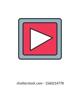 video player button internet flat line style illustration