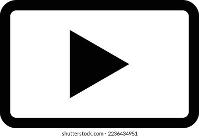 Video player button . Rectangular play button icon vector