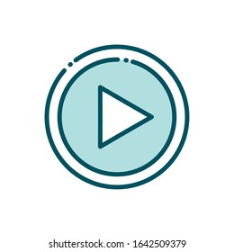 video player button social media line and fill vector illustration