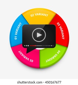 Video player circle infographics. Video player  icon 3d. Vector infographic illustration