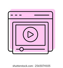 Video Player color shadow thinline icon , vector, pixel perfect, illustrator file