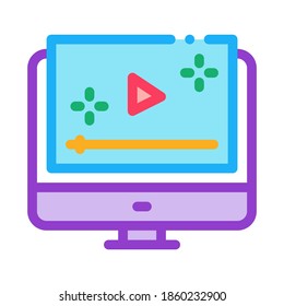 video player computer screen icon vector. video player computer screen sign. color symbol illustration