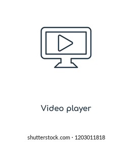 Video player concept line icon. Linear Video player concept outline symbol design. This simple element illustration can be used for web and mobile UI/UX.