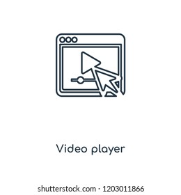 Video player concept line icon. Linear Video player concept outline symbol design. This simple element illustration can be used for web and mobile UI/UX.