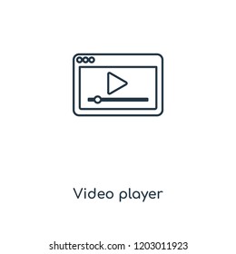 Video player concept line icon. Linear Video player concept outline symbol design. This simple element illustration can be used for web and mobile UI/UX.