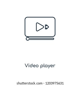 Video Player Concept Line Icon. Linear Video Player Concept Outline Symbol Design. This Simple Element Illustration Can Be Used For Web And Mobile UI/UX.