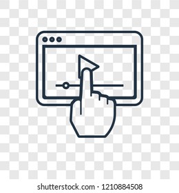 Video player concept vector linear icon isolated on transparent background, Video player concept transparency concept in outline style