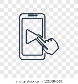 Video player concept vector linear icon isolated on transparent background, Video player concept transparency concept in outline style