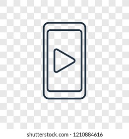 Video player concept vector linear icon isolated on transparent background, Video player concept transparency concept in outline style